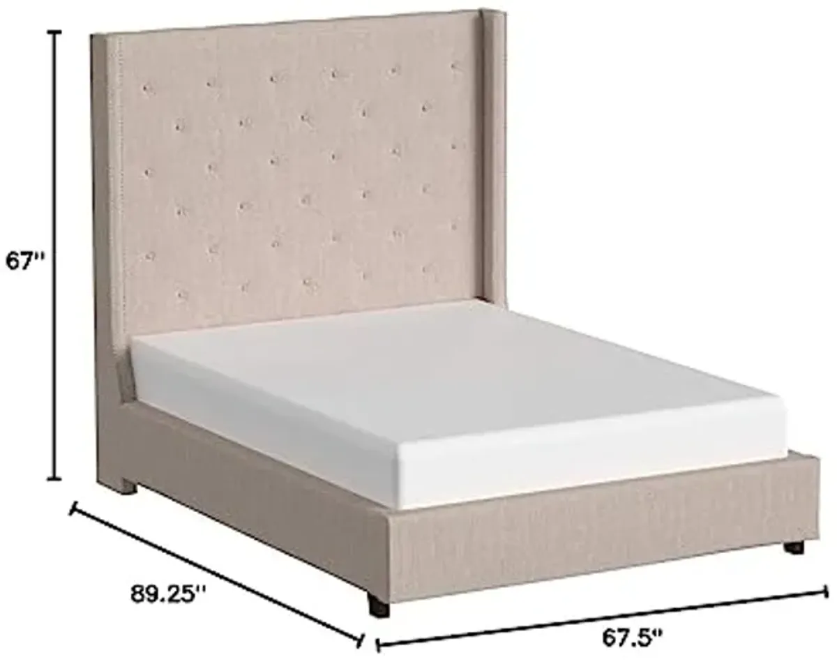 Homelegance Fairborn Fabric Upholstered Platform Storage Bed, Queen, Beige