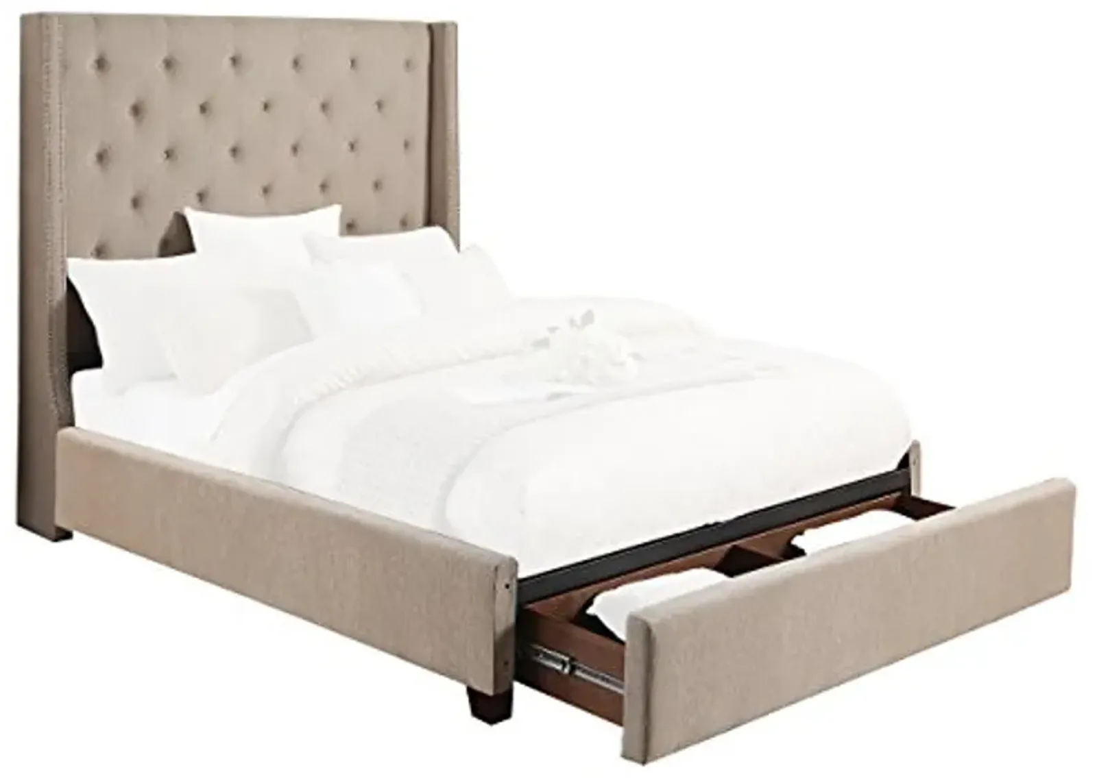 Homelegance Fairborn Fabric Upholstered Platform Storage Bed, Queen, Beige