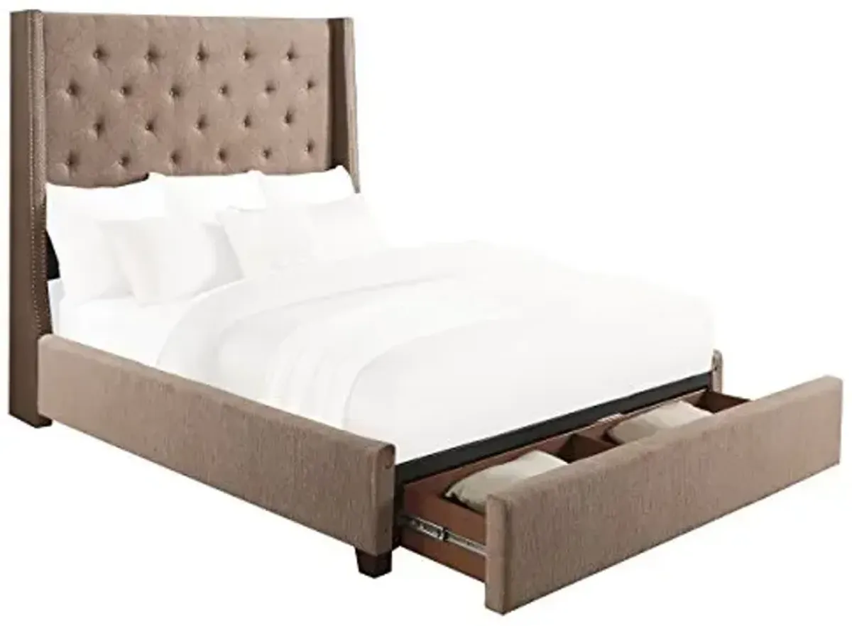 Homelegance 5877BR-1DW Fairborn Fabric Upholstered Platform Storage Bed, Queen, Brown