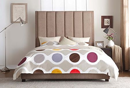 Homelegance Neunan Fabric Upholstered Platform Bed, Full, Brown
