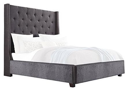 Homelegance Fairborn Upholstered Platform Storage Bed, Queen, Gray