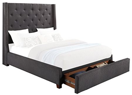 Homelegance Fairborn Upholstered Platform Storage Bed, Queen, Gray