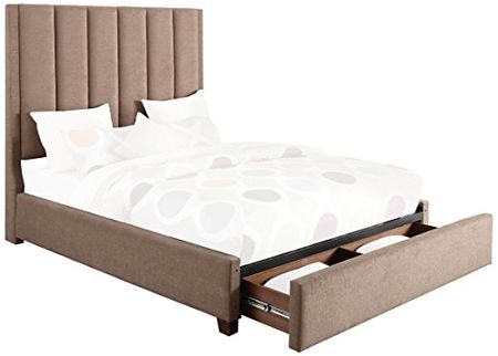 Homelegance Neunan Fabric Upholstered Platform Storage Bed, Full, Brown