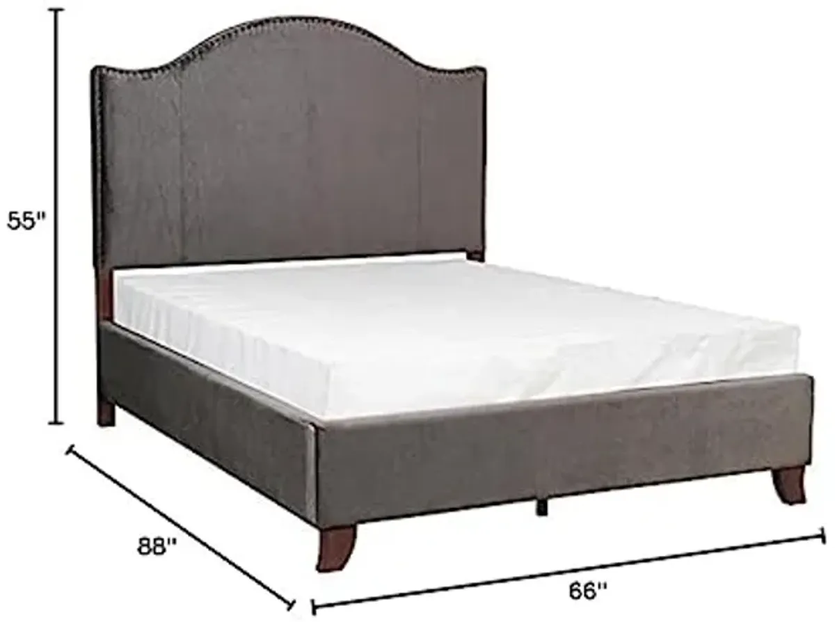 Homelegance Carlow Velvet Upholstered Panel Bed , Queen, Gray