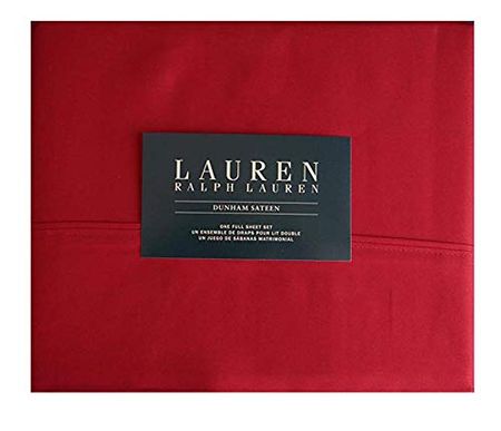 Ralph Lauren Full Size Dunham Sateen Sheet Set 100% Cotton Admiral Red