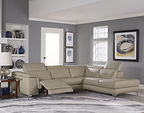 Homelegance 113" x 85" Leather Reclining Sectional Sofa, Cream