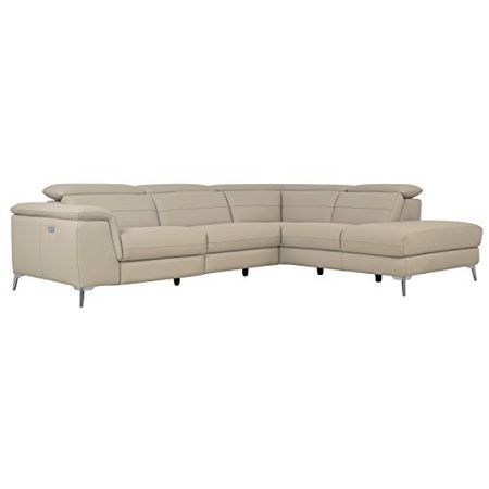 Homelegance 113" x 85" Leather Reclining Sectional Sofa, Cream