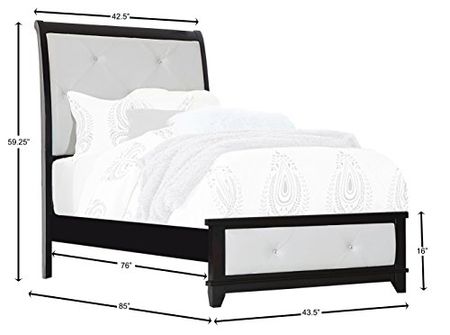 Homelegance 1708TBK-1 Odelia PU Leather Upholstered Panel Bed, Twin, Black