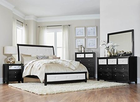 Homelegance Fabric Upholstered Bed, Full, Black