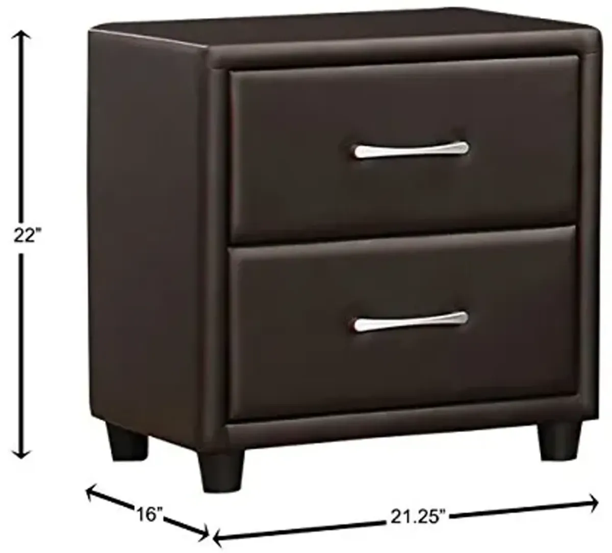 Homelegance Lorenzi Synthetic Leather Upholstered 2-Drawer Nightstand, Brown, One Size (2220DBR-4)