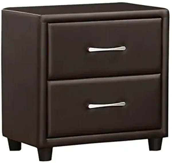Homelegance Lorenzi Synthetic Leather Upholstered 2-Drawer Nightstand, Brown, One Size (2220DBR-4)