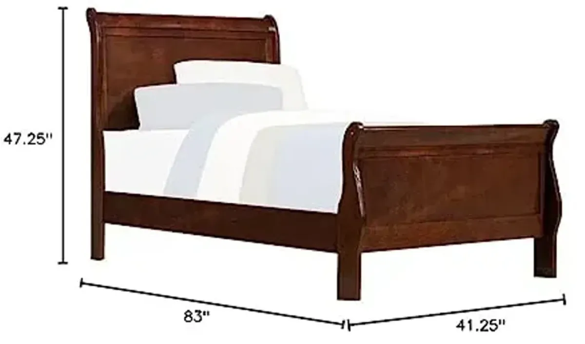 Homelegance Quincy Sleigh Panel Bed, Twin, Cherry