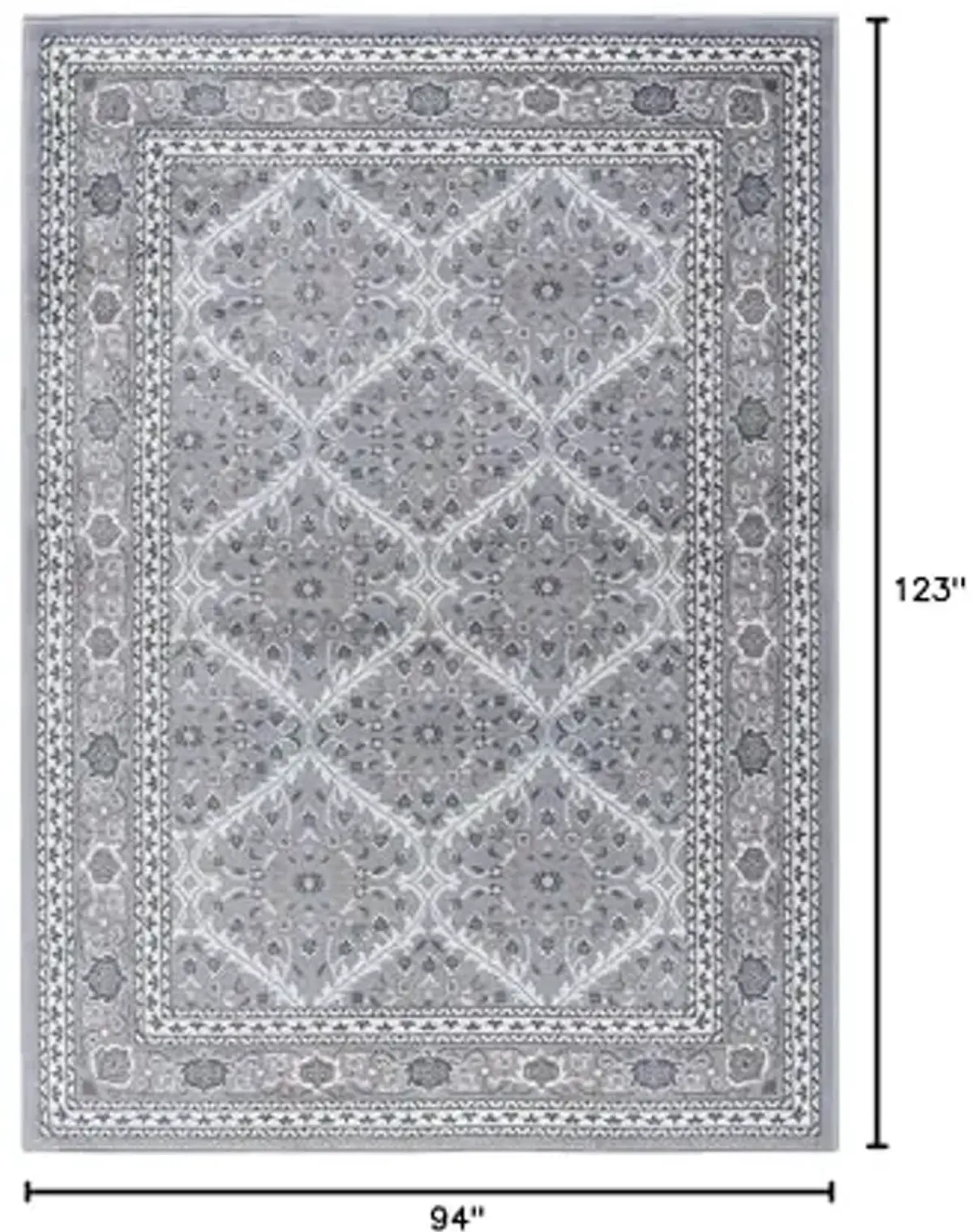 Beauregard Traditional Oriental Gray Rectangle Area Rug, 7.6' x 10'