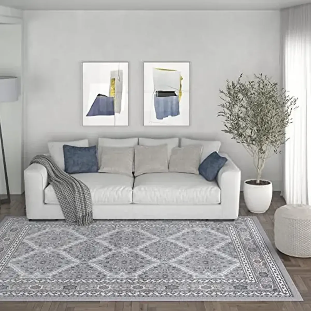 Beauregard Traditional Oriental Gray Rectangle Area Rug, 7.6' x 10'