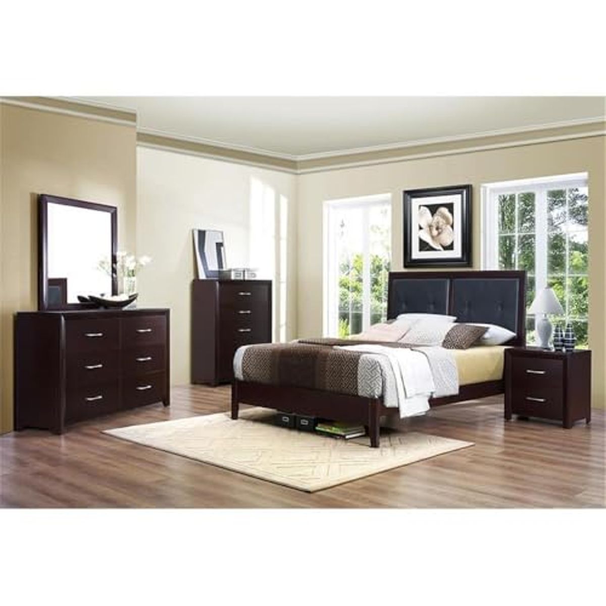 Homelegance 2145K-1CK Edina Panel Bed, Cal King, Dark Cherry