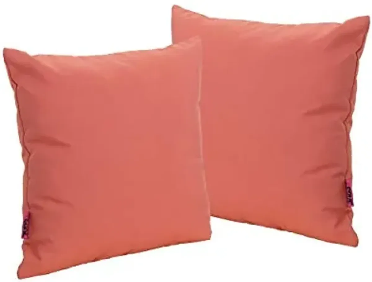 Christopher Knight Home Coronado Outdoor Water Resistant Square Throw Pillows, 2-Pcs Set, Coral