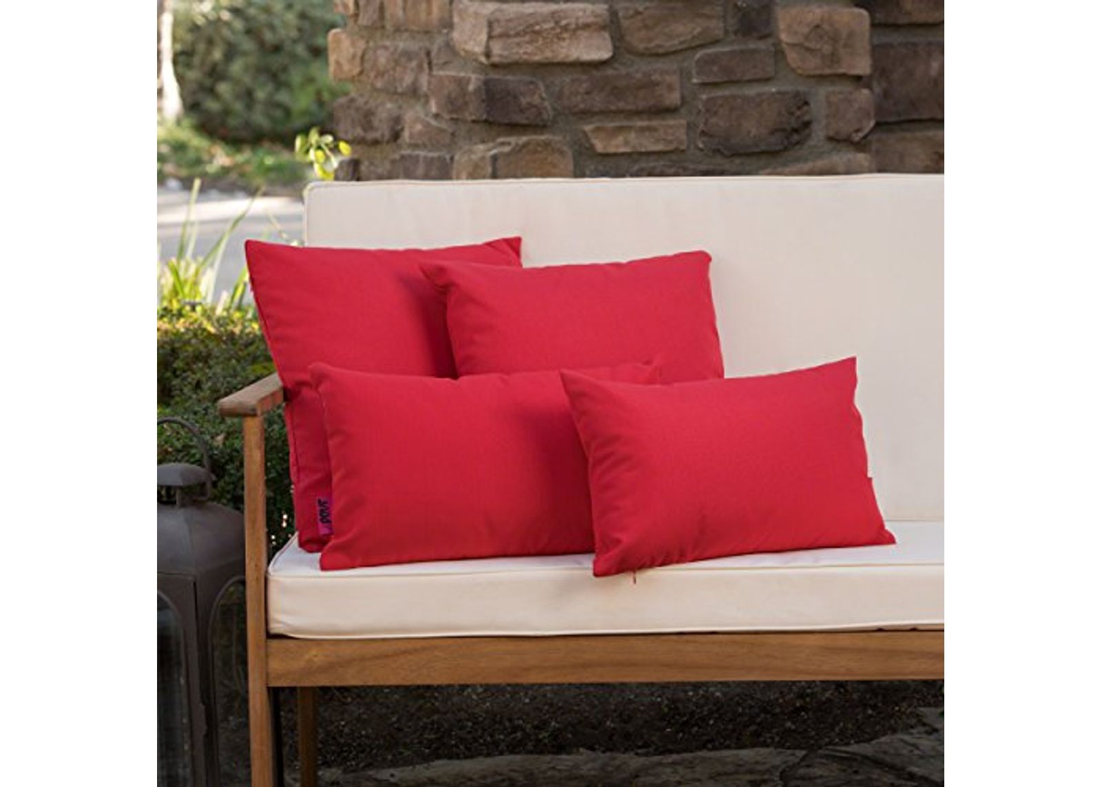 Christopher Knight Home Coronado Outdoor Water Resistant Square and Rectangular Throw Pillows, 4-Pcs Set, Red