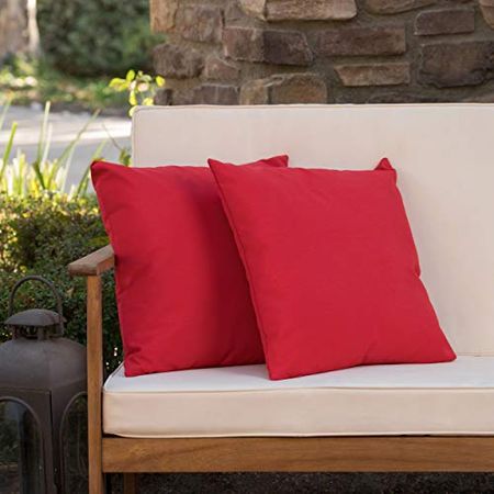 Christopher Knight Home Coronado Outdoor Water Resistant Square Throw Pillows, 2-Pcs Set, Red