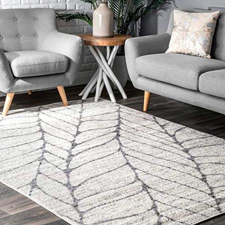 nuLOOM Leaves Abstract Accent Rug, 2' x 3', Light Grey
