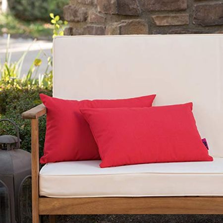 Christopher Knight Home Coronado Outdoor Water Resistant Rectangular Throw Pillows, 2-Pcs Set, Red