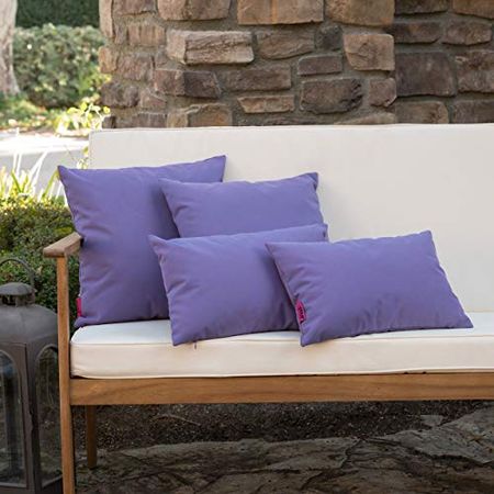 Christopher Knight Home Coronado Outdoor Water Resistant Square and Rectangular Throw Pillows, 4-Pcs Set, Purple