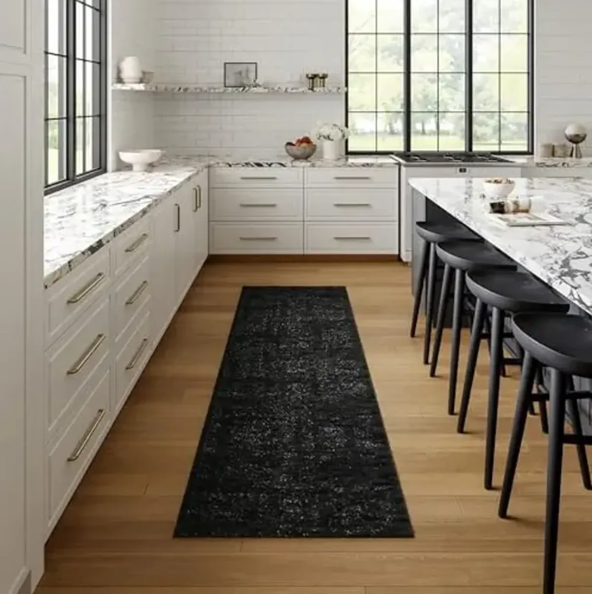 nuLOOM Arlena Vintage Traditional Area Rug - 2x9 Runner Rug Modern/Contemporary Black/Grey Rugs for Living Room Bedroom Dining Room Entryway Hallway Kitchen