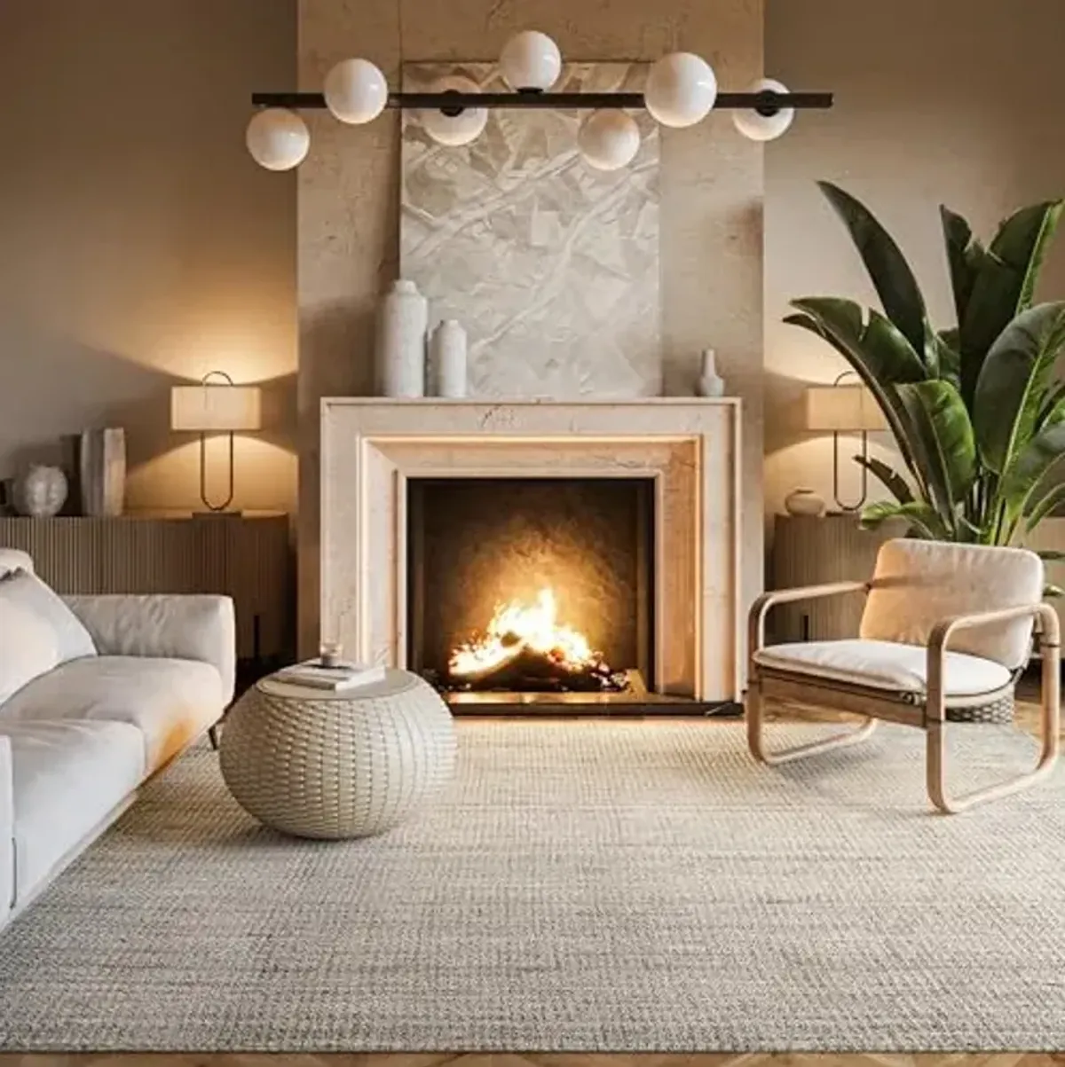 nuLOOM Ashli Solid Farmhouse Jute Area Rug, 7'6" x 9'6", Off-white