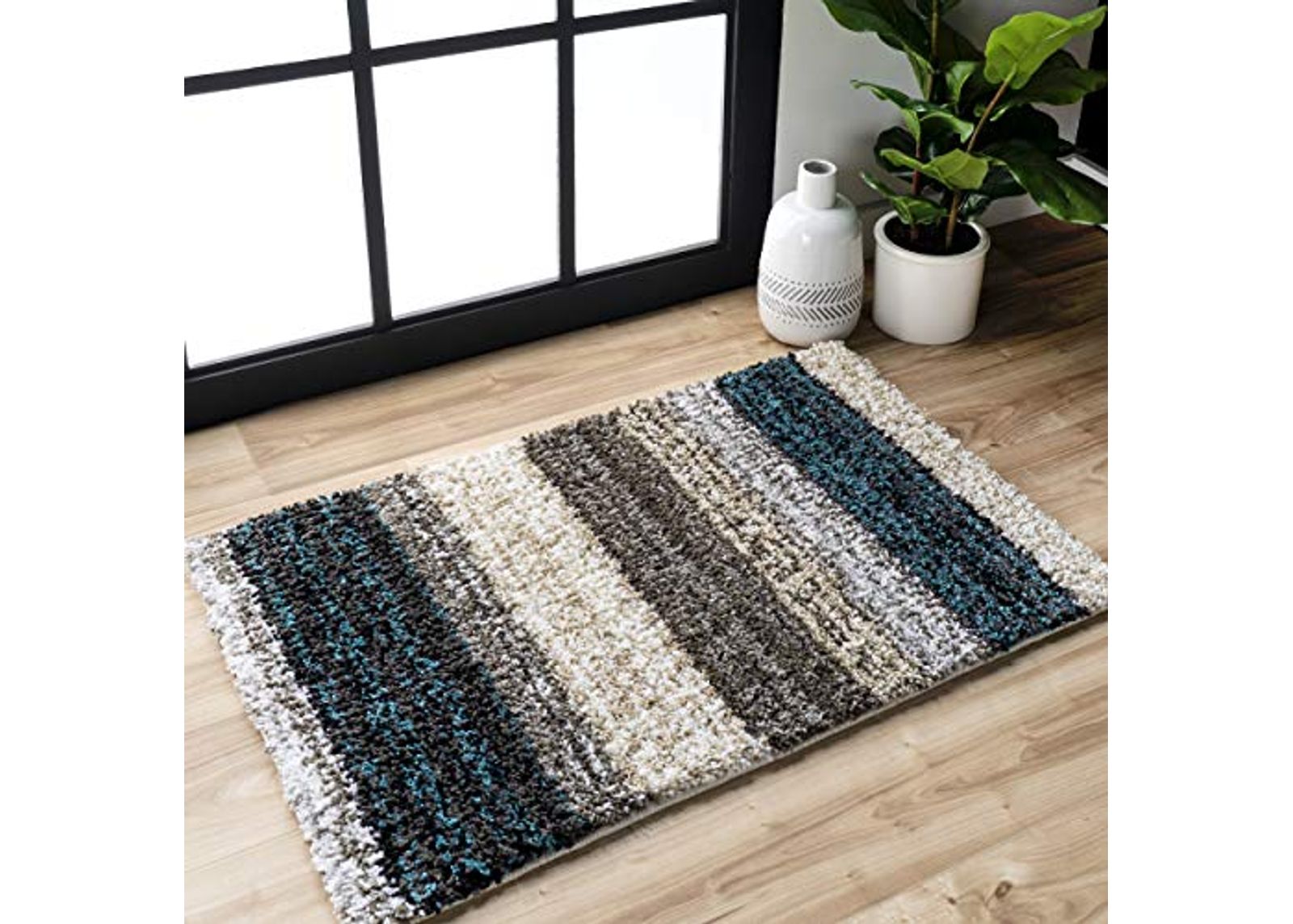 nuLOOM Drey Striped Shag Area Rug, 3' x 5', Blue Multi