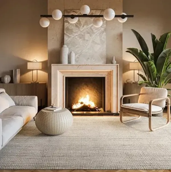 nuLOOM Ashli Solid Farmhouse Jute Area Rug, 5' x 8', Off-white, Rectangular, 0.5" Thick