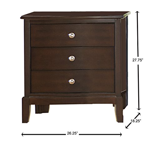 Homelegance Cotterill 3-Drawer Nightstand, Cherry