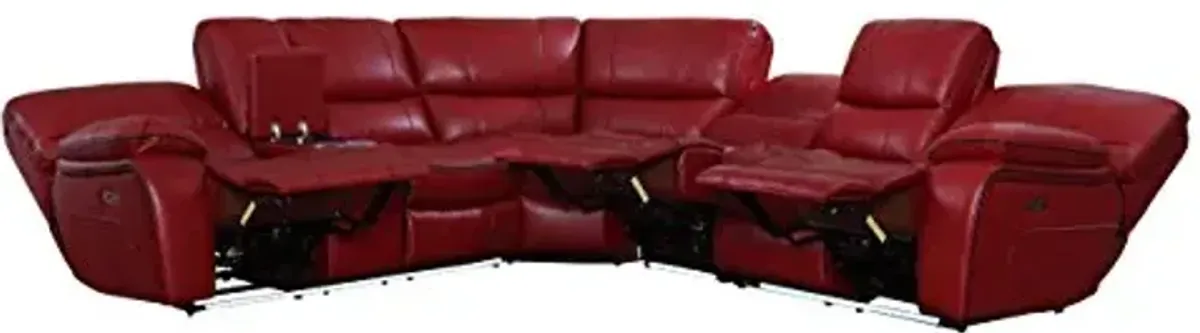 Homelegance 4 Piece Pecos Power Reclining Sectional with LED, Red