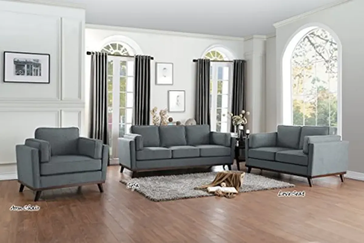 Homelegance 62", Gray Bedos Fabric Upholstered Loveseat,