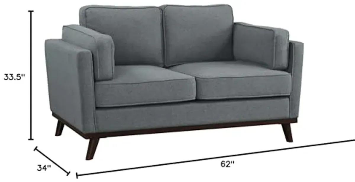 Homelegance 62", Gray Bedos Fabric Upholstered Loveseat,