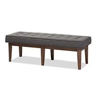 Baxton Studio Mid-Century Fabric Button-Tufted Bench by Charcoal