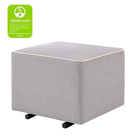 DaVinci Universal Gliding Ottoman in Grey with Cream Piping, Greenguard Gold & CertiPUR-US Cerified
