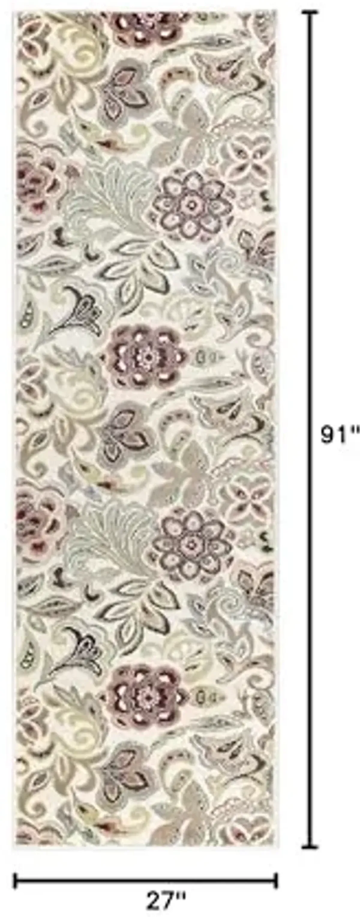 Dilek Contemporary Abstract Ivory Runner Rug, 2' x 7'