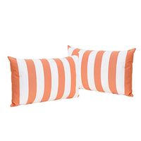 Christopher Knight Home Coronado Outdoor Water Resistant Rectangular Throw Pillows, 2-Pcs Set, Orange / White