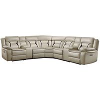 Homelegance Amite 119" x 119" Leather Gel Power Reclining Sectional Sofa, Beige
