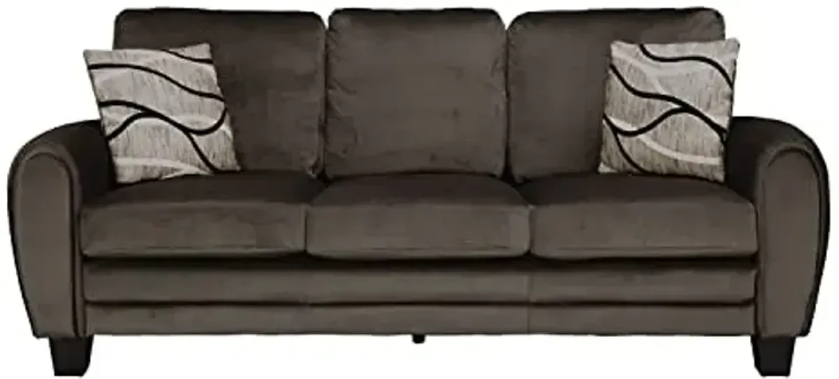 Homelegance Rubin 85"Plush Fabric Sofa, Chocolate