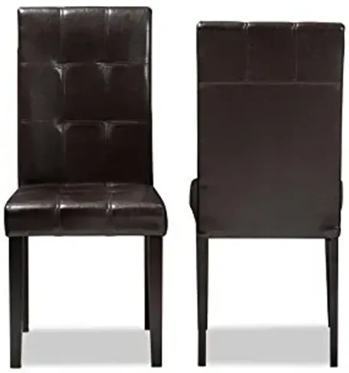 Baxton Studio Avery Dining Chair and Dining Chair Dark Brown Faux Leather Upholstered Dining Chair