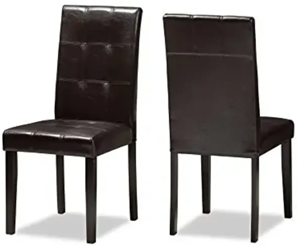 Baxton Studio Avery Dining Chair and Dining Chair Dark Brown Faux Leather Upholstered Dining Chair