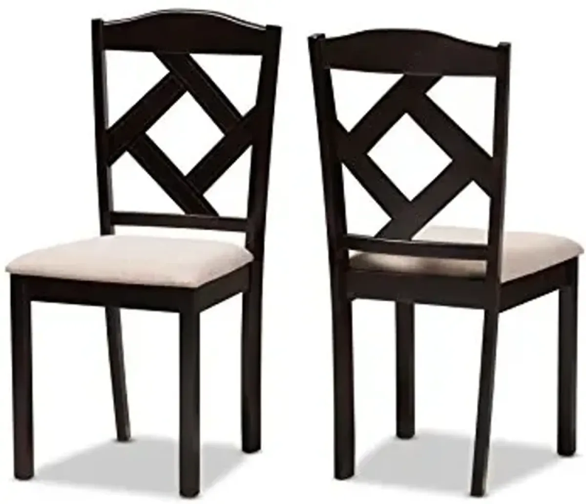 Baxton Studio Ruth Beige Fabric Upholstered and Dark Brown Finished Dining Chair