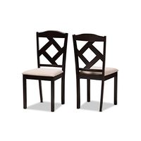 Baxton Studio Ruth Dining Chair and Dining Chair Beige Fabric Upholstered and Dark Brown Finished Dining Chair