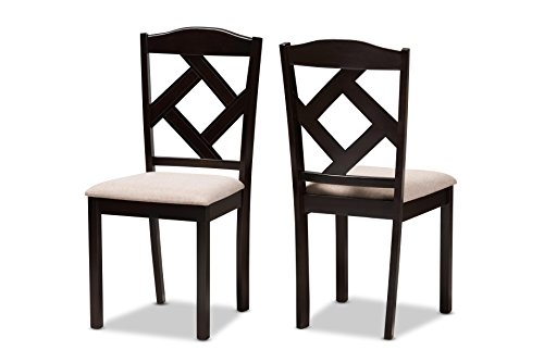Baxton Studio Ruth Dining Chair and Dining Chair Beige Fabric Upholstered and Dark Brown Finished Dining Chair