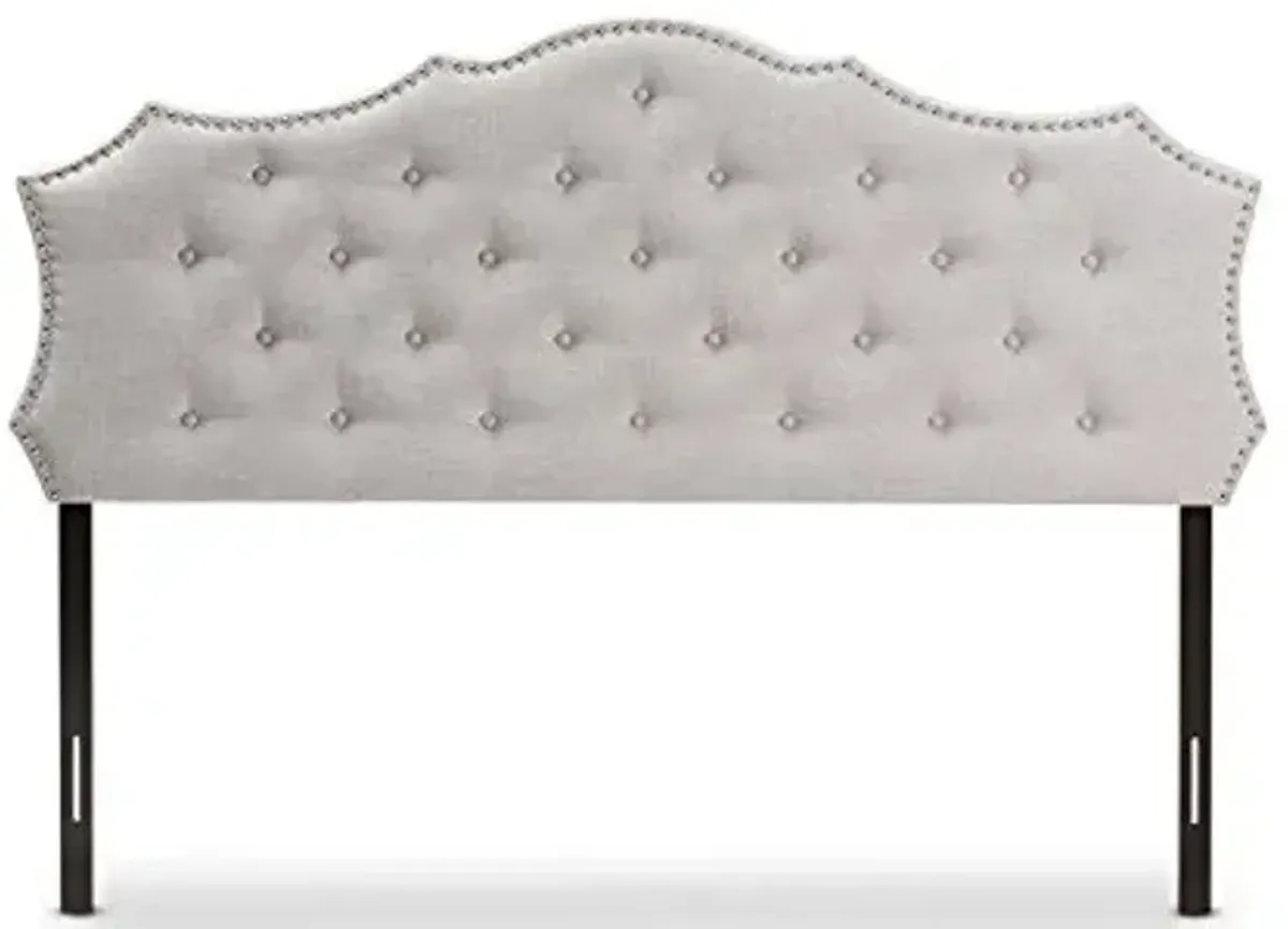 Baxton Studio Coralie Modern and Contemporary Greyish Beige Fabric Queen Size Headboard