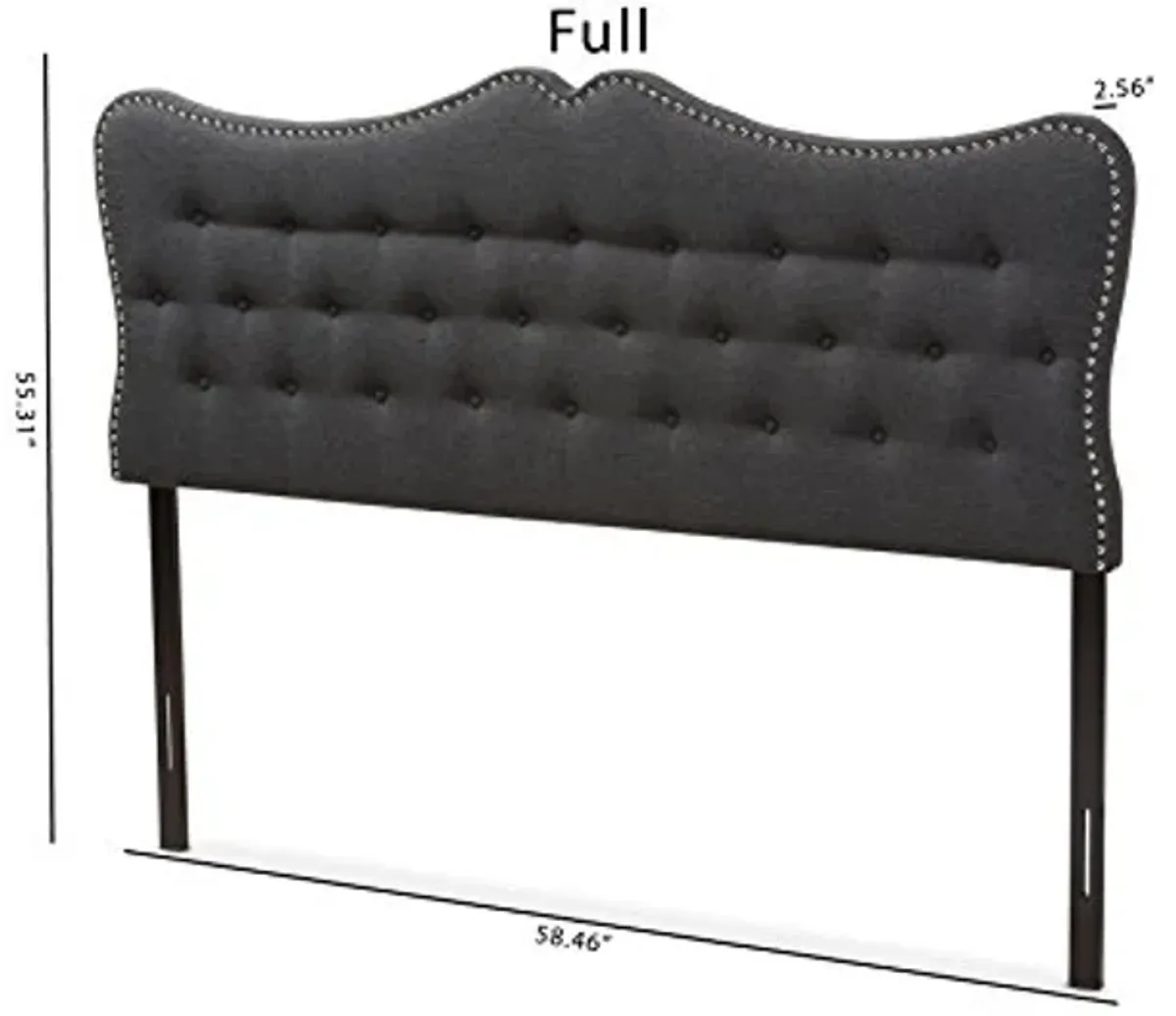 Baxton Studio Allina Modern and Contemporary Dark Grey Fabric Queen Size Headboard