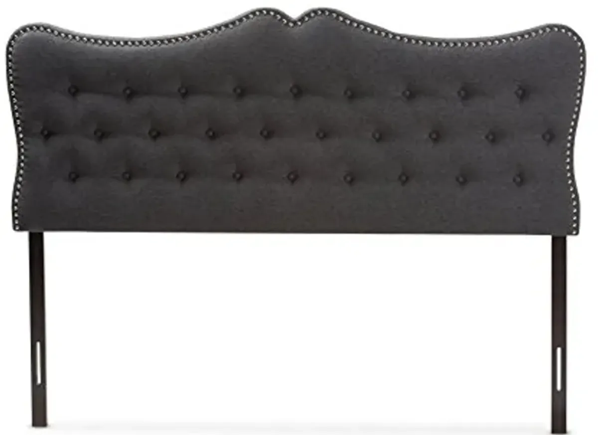 Baxton Studio Allina Modern and Contemporary Dark Grey Fabric Queen Size Headboard