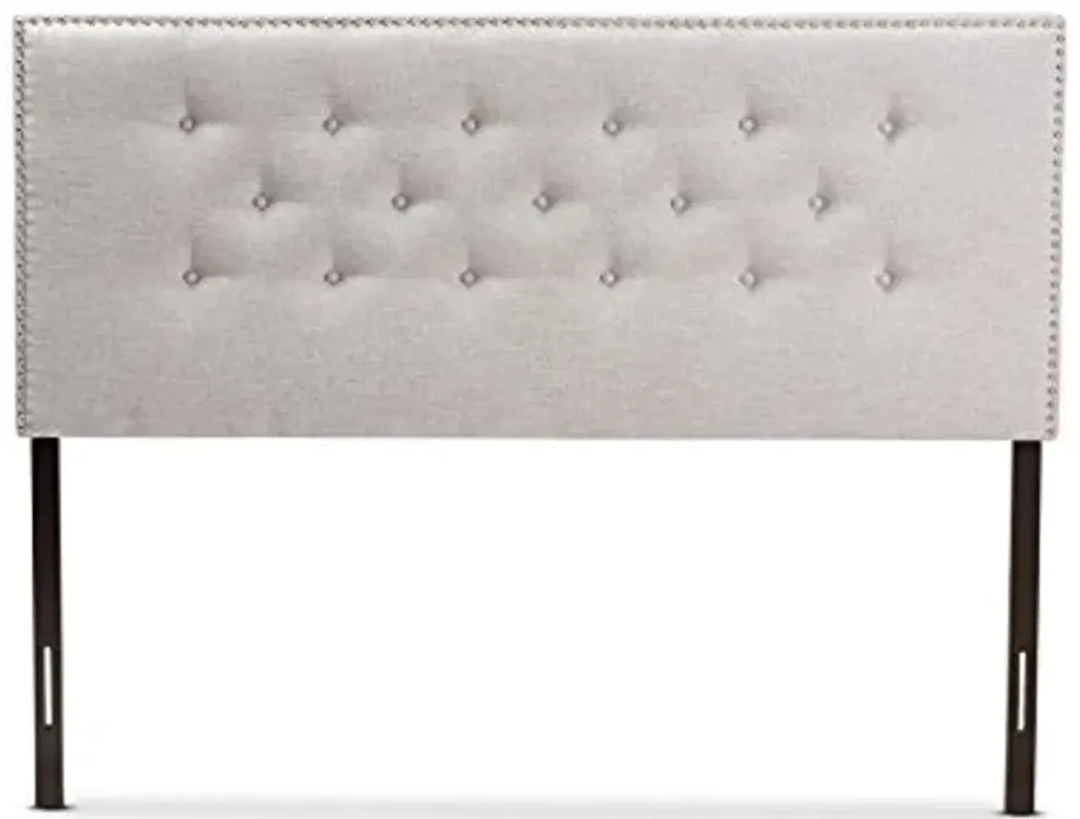 Baxton Studio Windsor Modern and Contemporary Greyish Beige Fabric Upholstered Queen Size Headboard