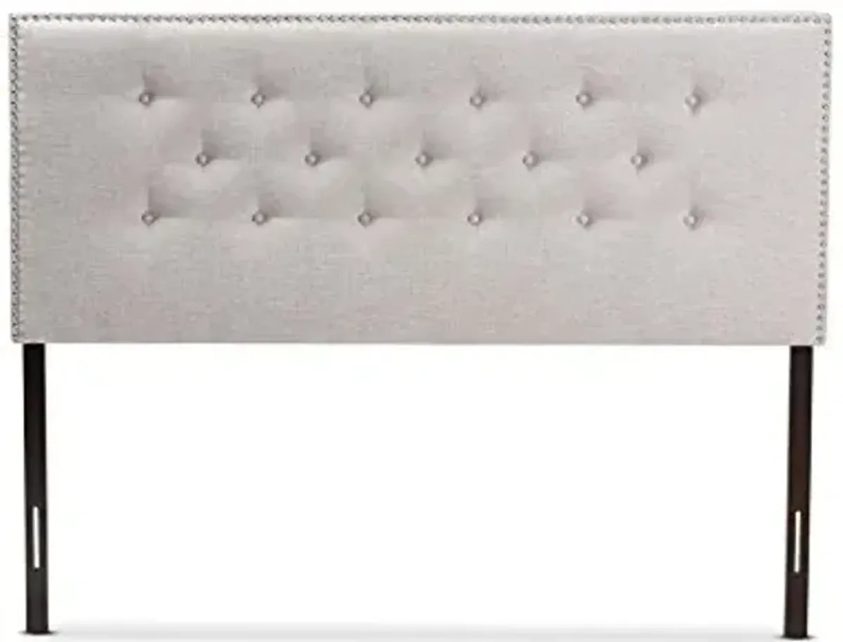 Baxton Studio Windsor Modern and Contemporary Greyish Beige Fabric Upholstered King Size Headboard