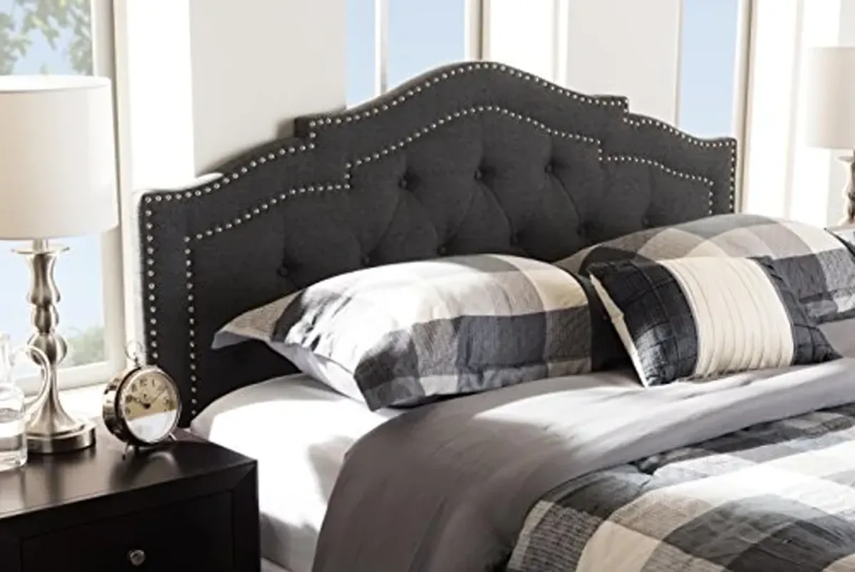 Baxton Studio Edolie Modern and Contemporary Dark Grey Fabric Queen Size Headboard